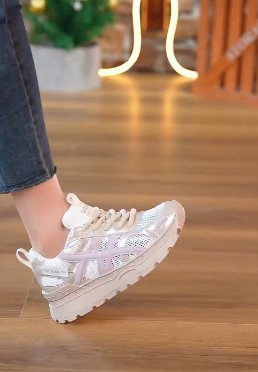 Women's yellow woven stitching casual shoes