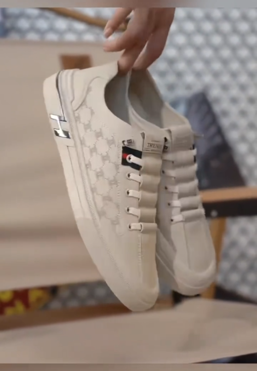 Beige casual printed sports shoes