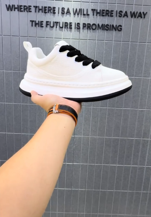 White heighten printed letter sneaker