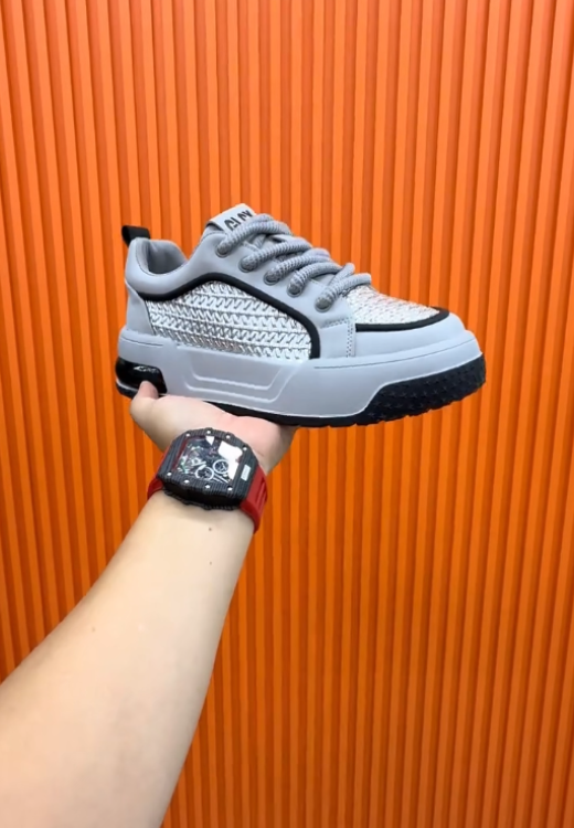 Grey corded pattern sports shoes