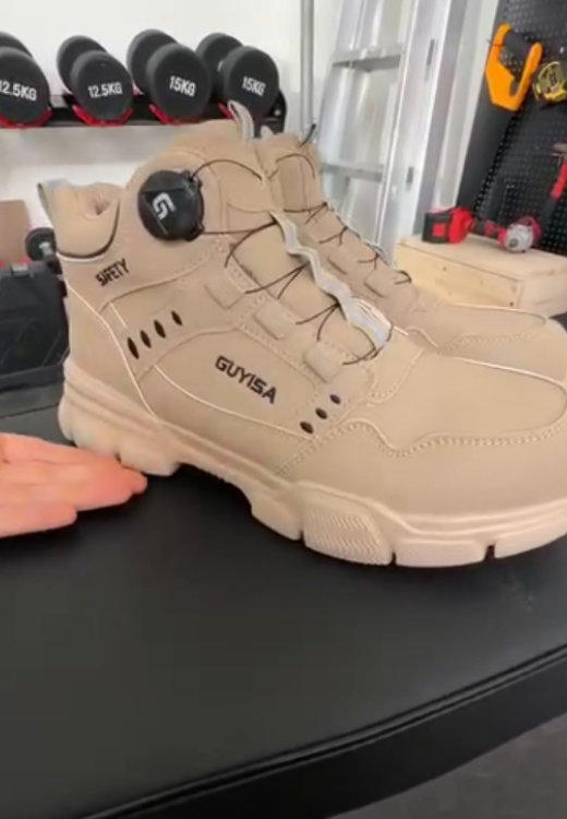 Khaki high-top safety boots