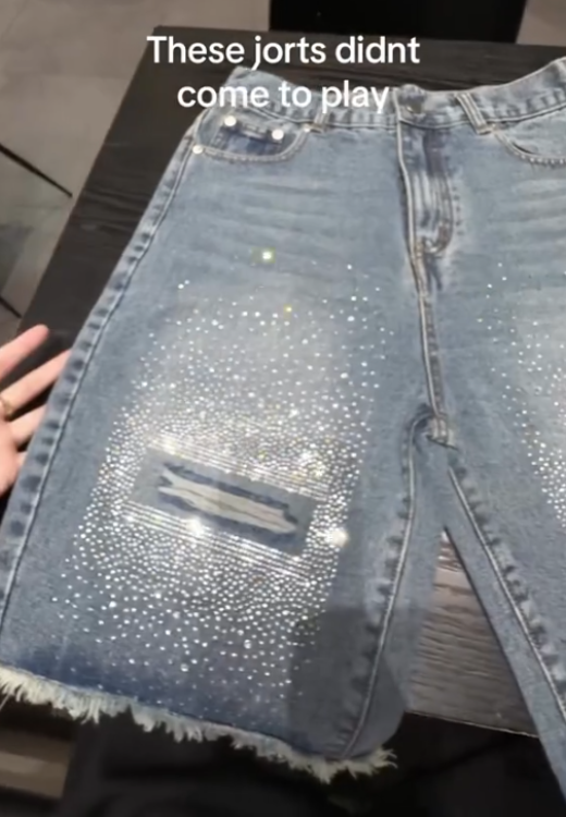 Fashionable unisex diamond half tassels jeans