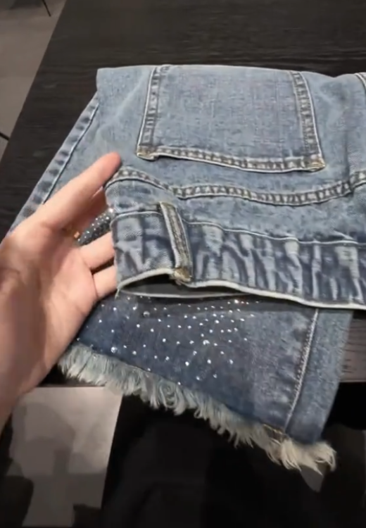 Fashionable unisex diamond half tassels jeans