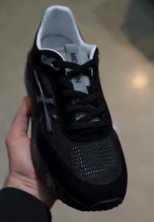 Men's black mesh printed casual sports shoes