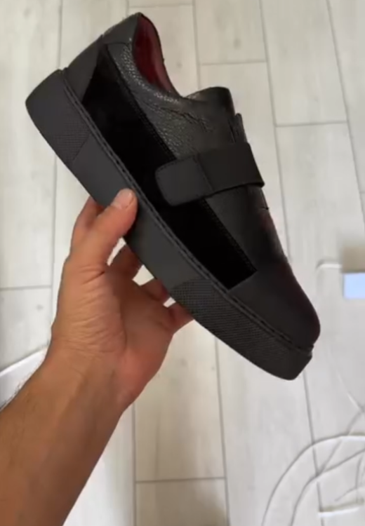 Men's hook and loop suede split leather casual shoes