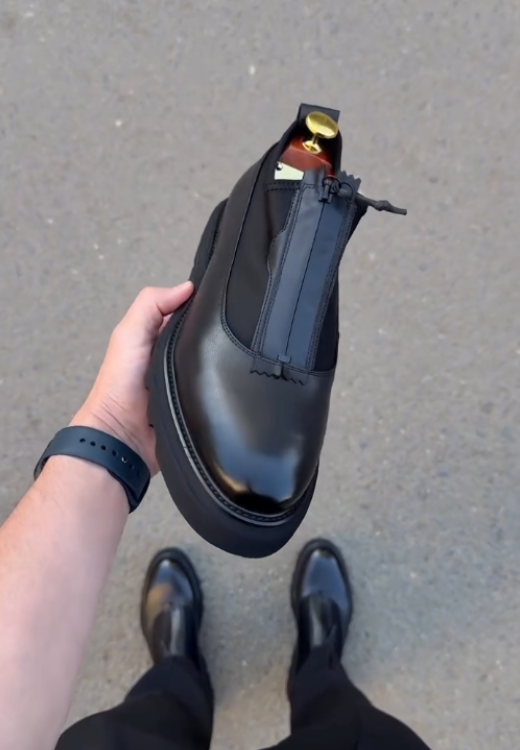 Men's high-quality zipper leather casual shoes