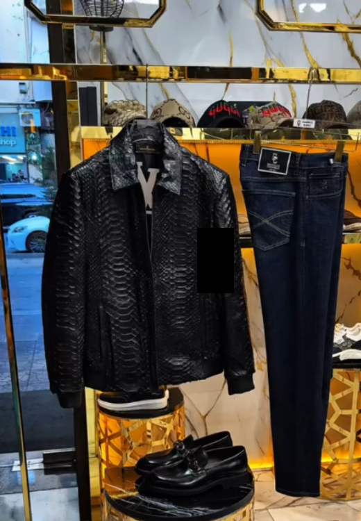 Python leather jacket