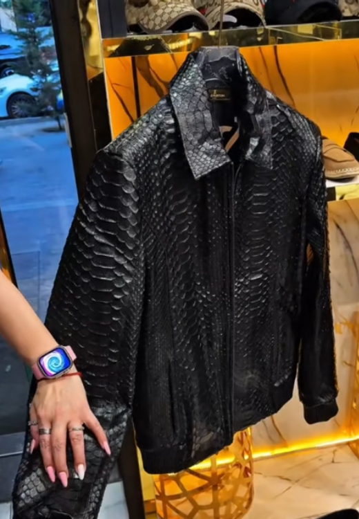 Python leather jacket