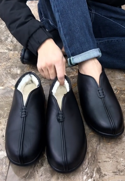 Men's casual warm soft leather shoes