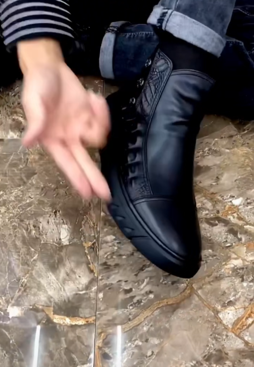 Soft leather high-top waterproof zipper boots
