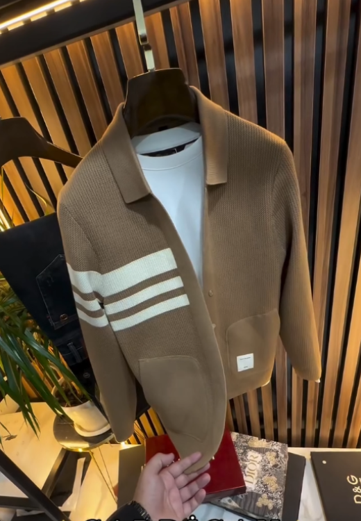 Men's high quality khaki striped jacket