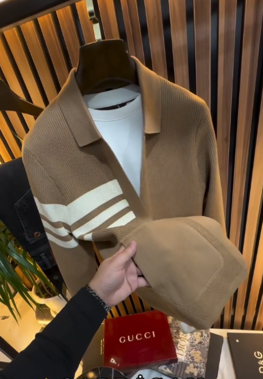 Men's high quality khaki striped jacket