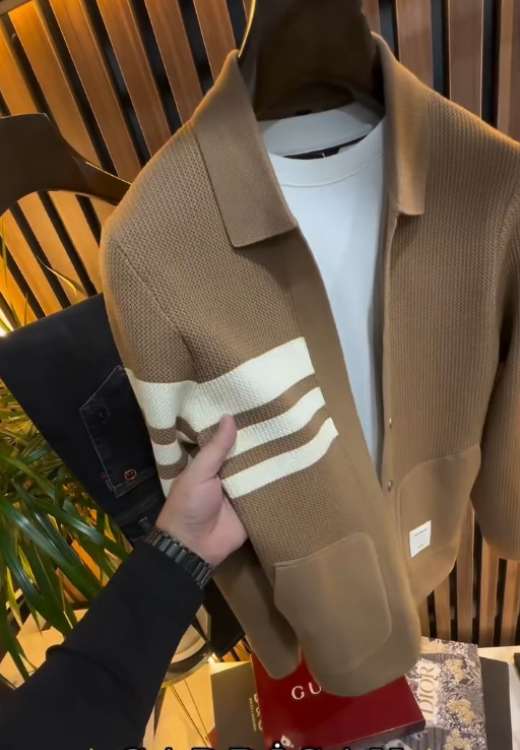 Men's high quality khaki striped jacket