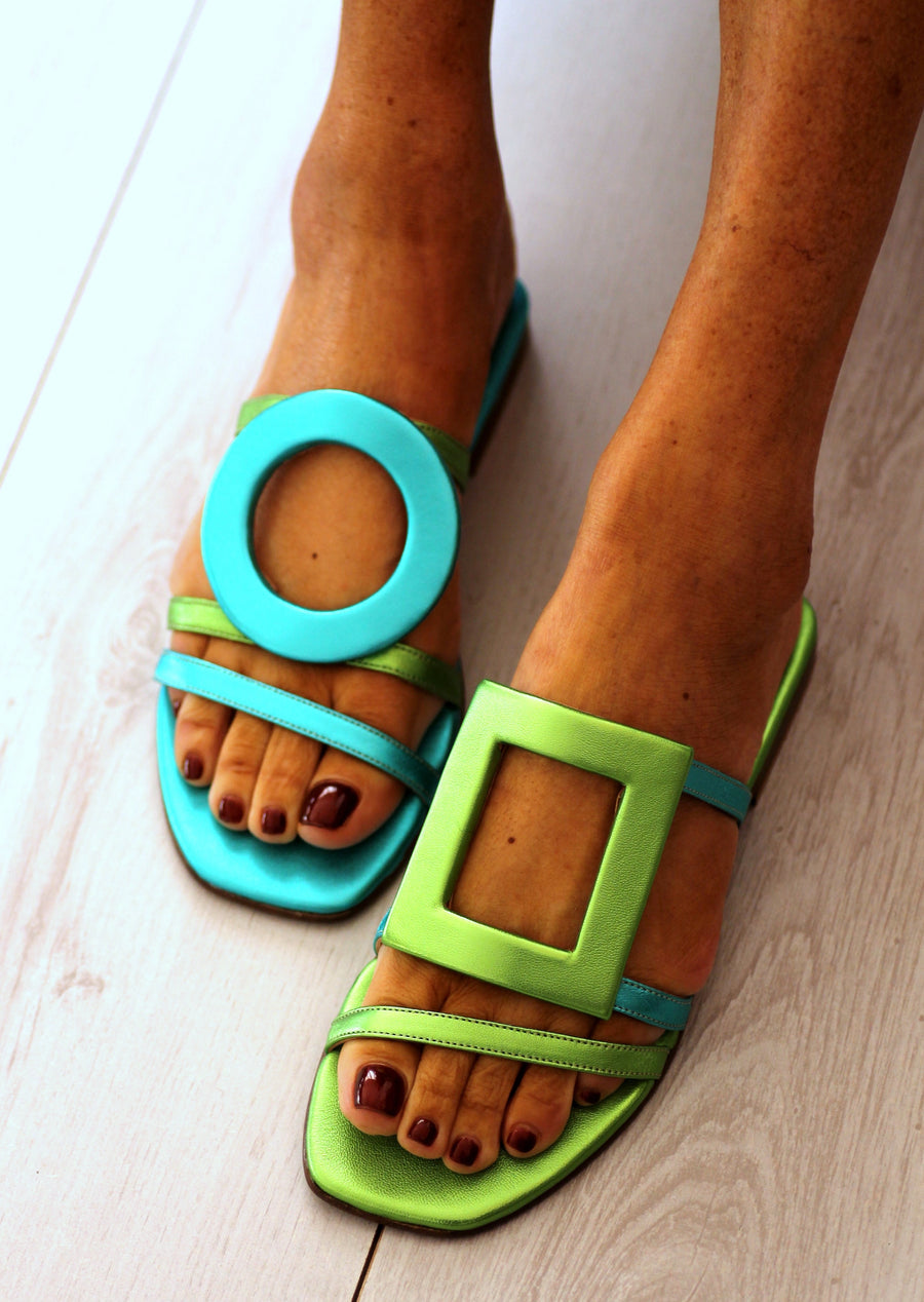 Vibrant Metallic Leather Sandals