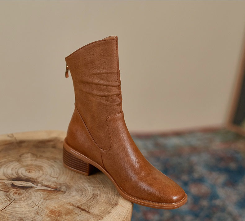 Vintage Chunky Heel Leather boots