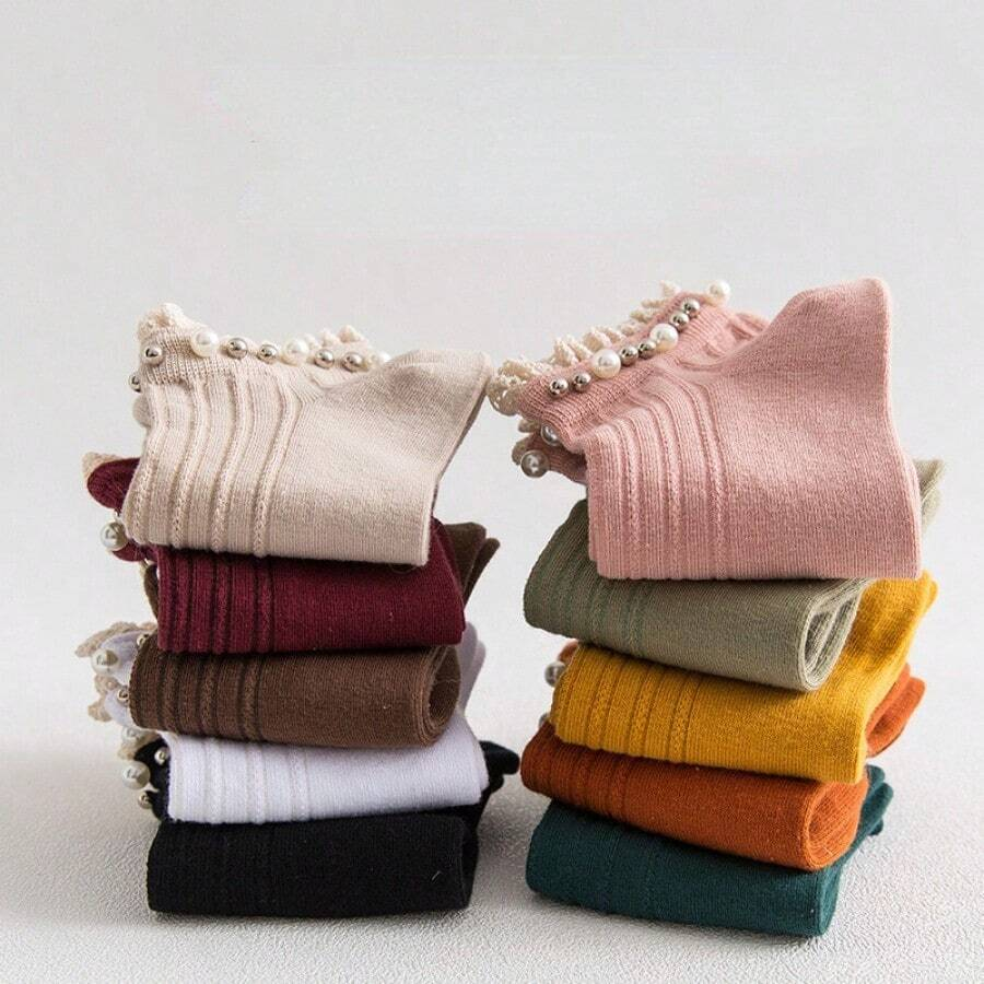 Cotton Pearl Lace Socks