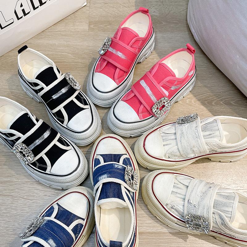 Rhinestone Velcro canvas casual shoes