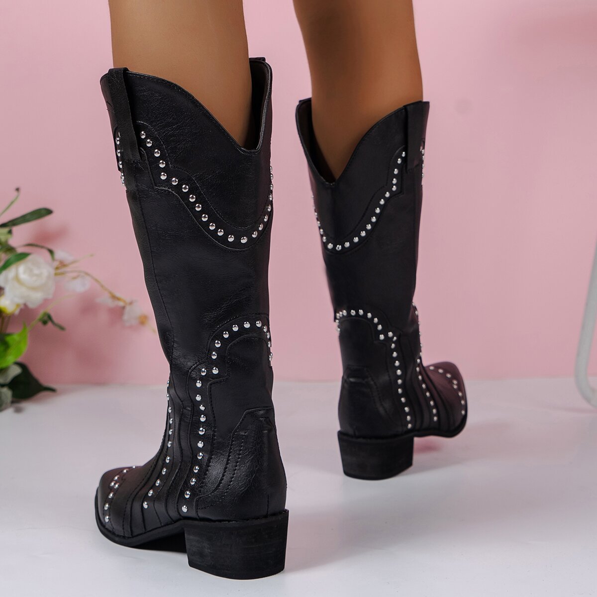 Studded High Knights Boots