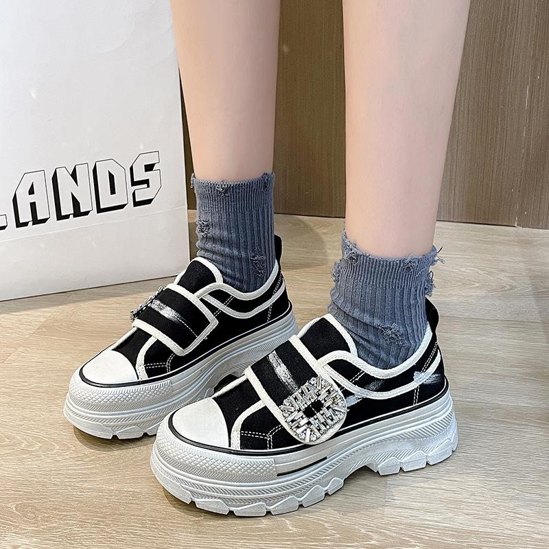 Rhinestone Velcro canvas casual shoes