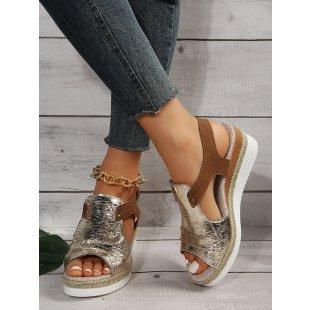 Wedge fish mouth casual buckle sandals