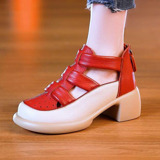 Summer retro chunky heel casual shoes