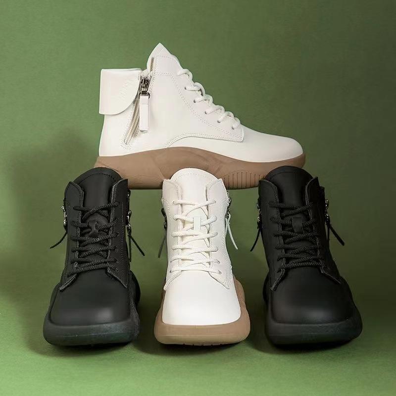 Pure leather all-match soft-soled boots
