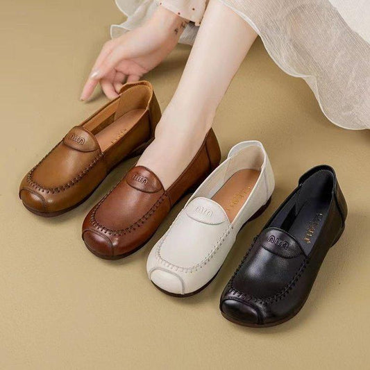 Retro soft leather orthopedic casual shoes