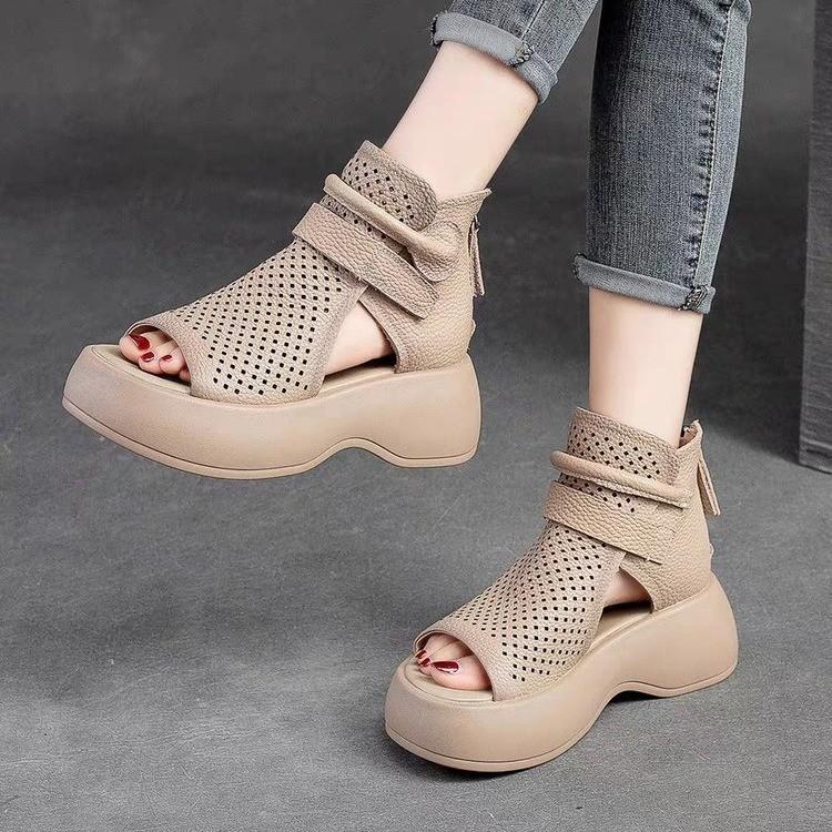Velcro soft sole leather orthopedic shoes