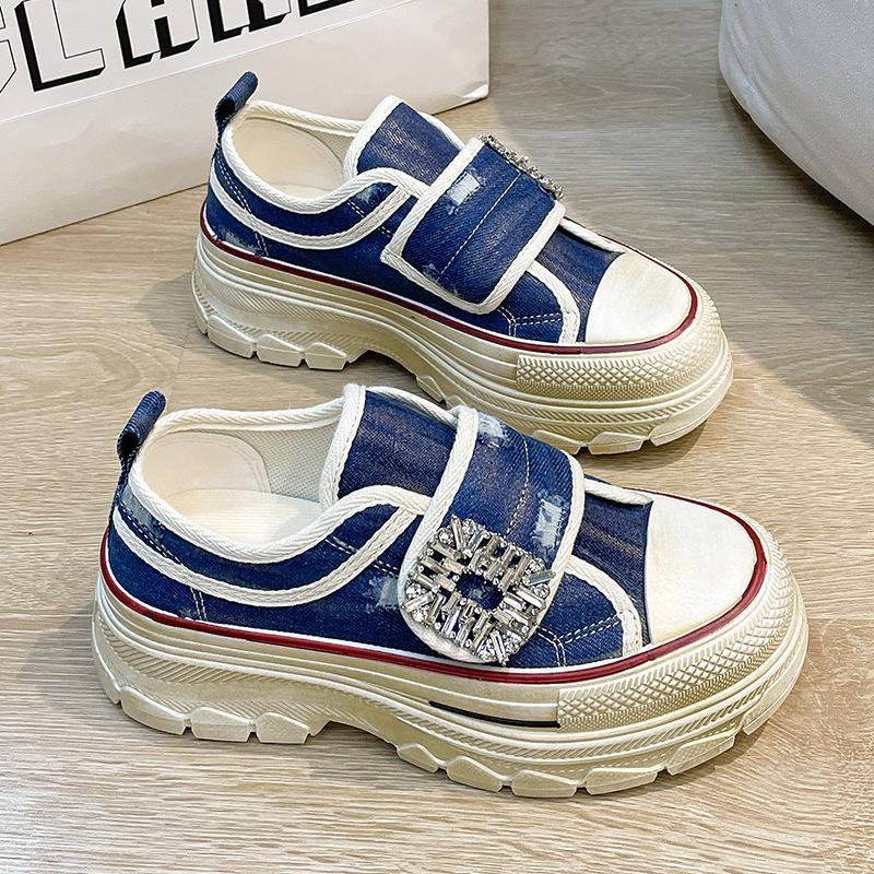 Rhinestone Velcro canvas casual shoes