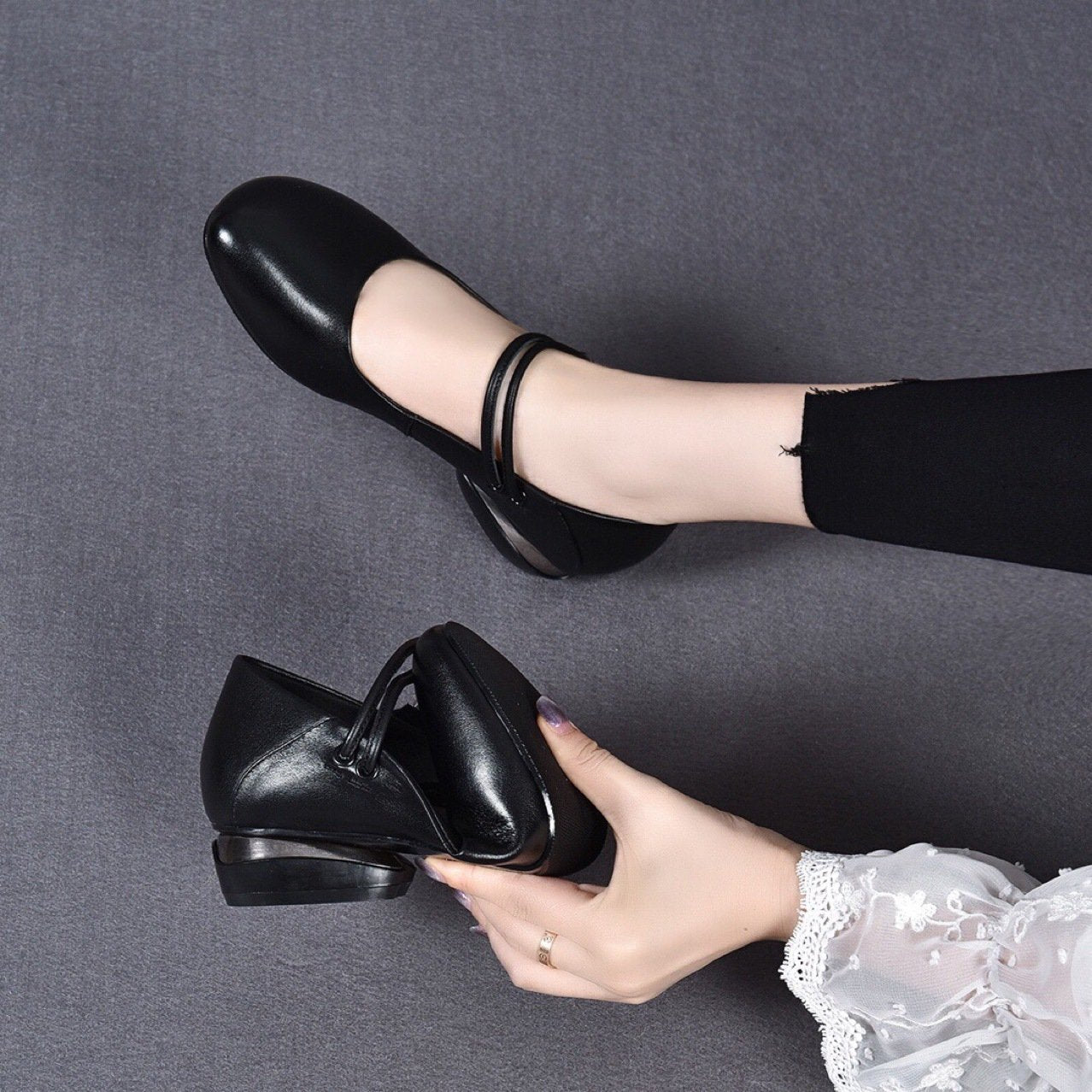 Solid Color Casual Leather Flat Shoes