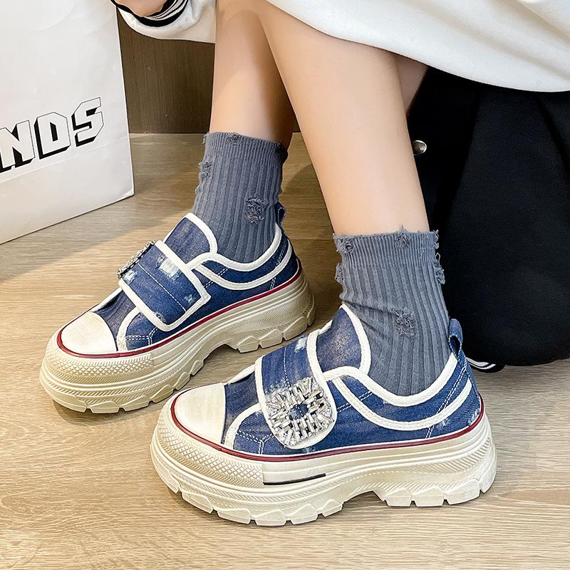 Rhinestone Velcro canvas casual shoes