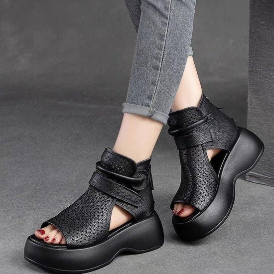 Velcro soft sole leather orthopedic shoes – lurebest