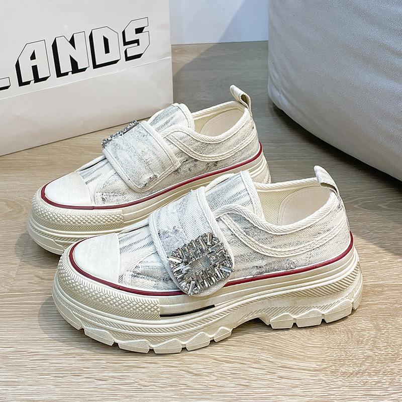 Rhinestone Velcro canvas casual shoes