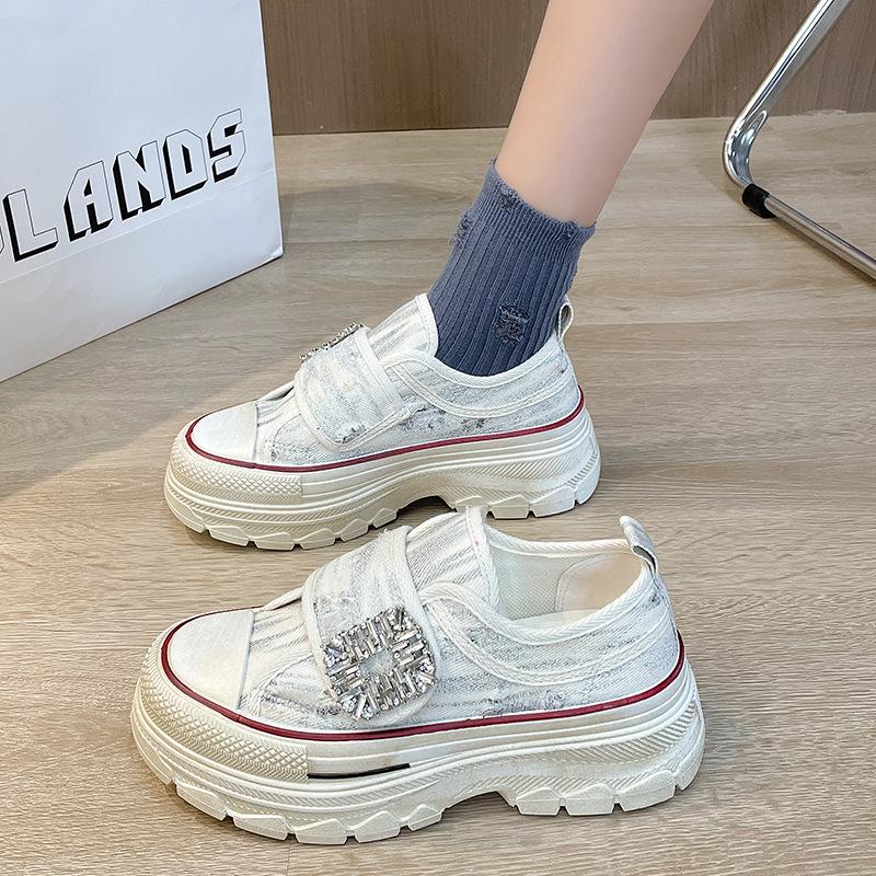 Rhinestone Velcro canvas casual shoes