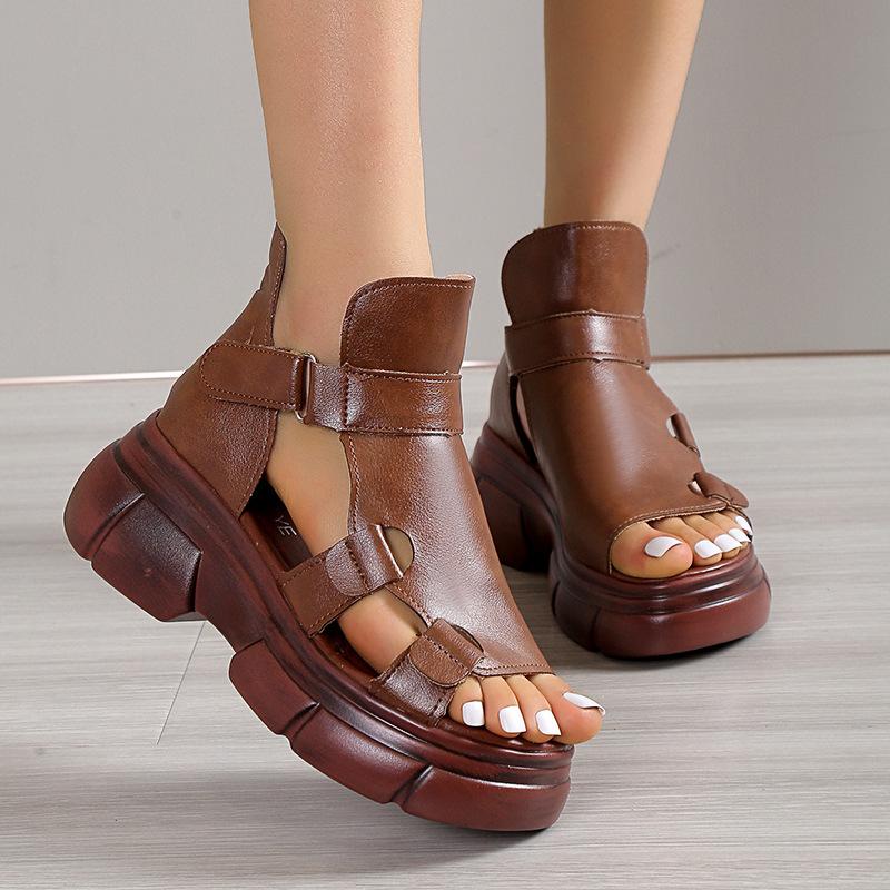 Peep Toe Velcro Platform Sandals