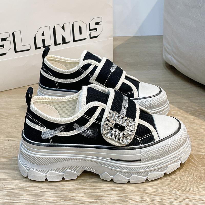 Rhinestone Velcro canvas casual shoes