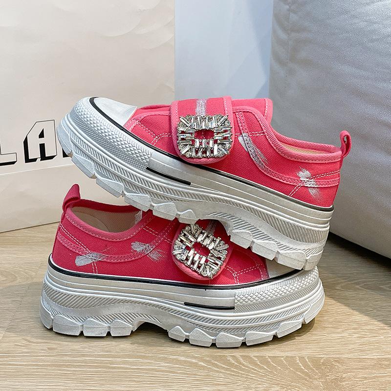 Rhinestone Velcro canvas casual shoes