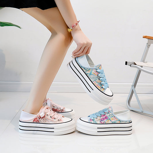 Embroidered sequin casual canvas shoes