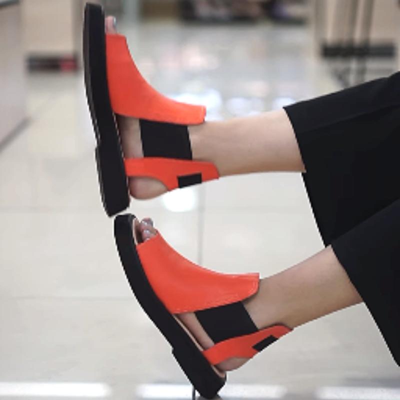 Fish Mouth Contrast Color Sandals