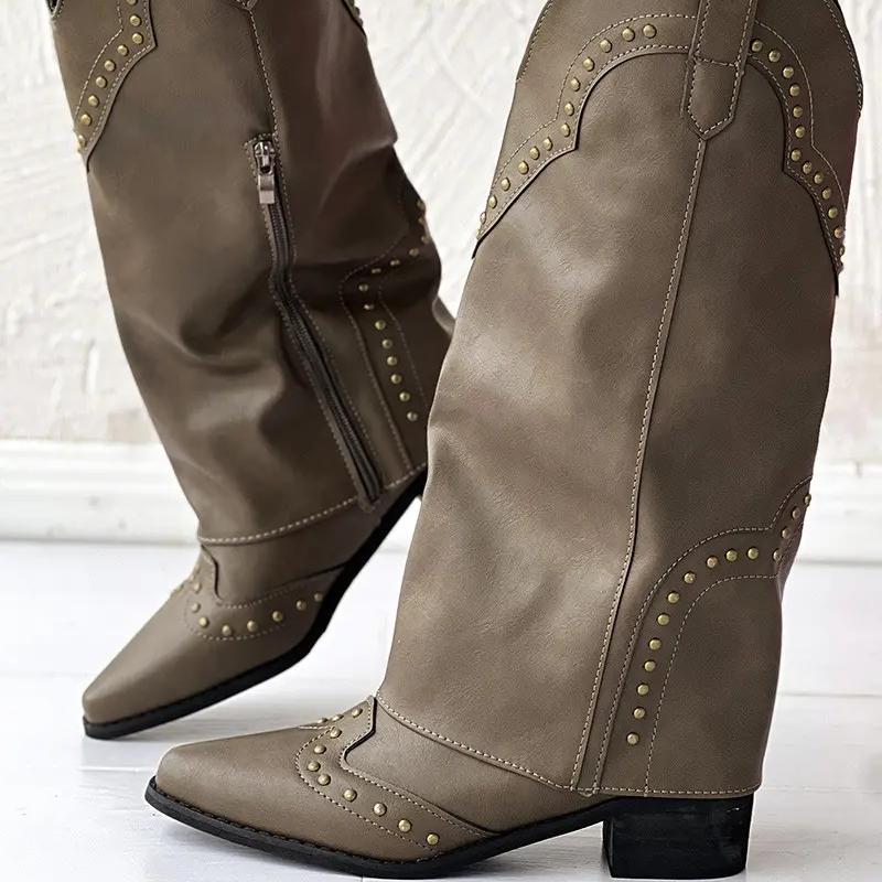 Vintage Pointed Studded Boots