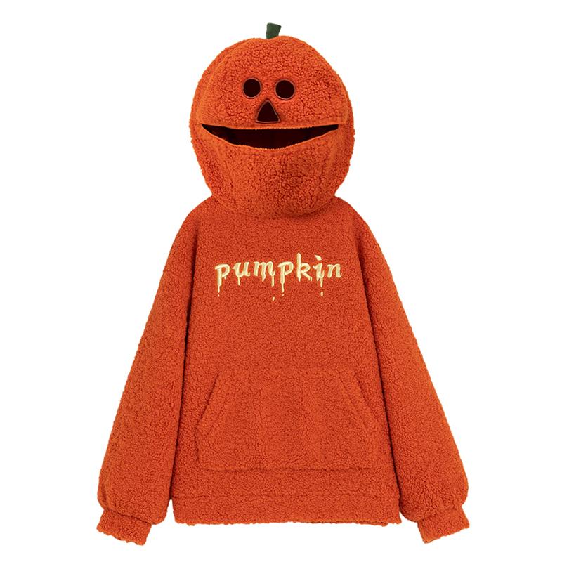 Cute Funny Pumpkin Velvet Hoodie