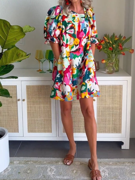 Colorful Printed Design Dress