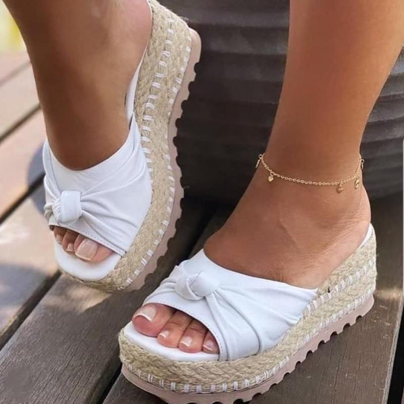 Bow Bottom Wedge Sandals