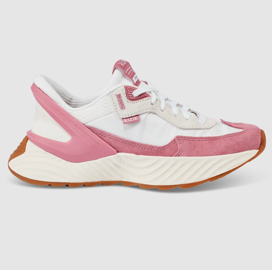 Women's pink and white stitching casual sports shoes