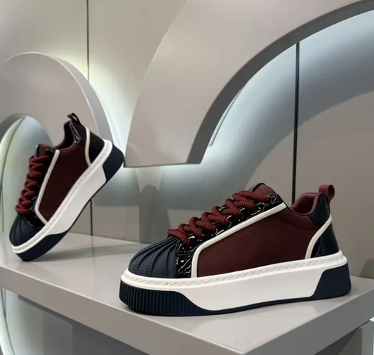 Maroon & Navy Men's Casual Shell Sneakers 
