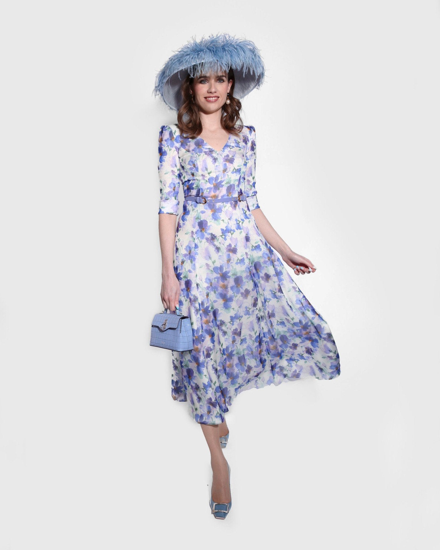 Violet Floral Chiffon Dress