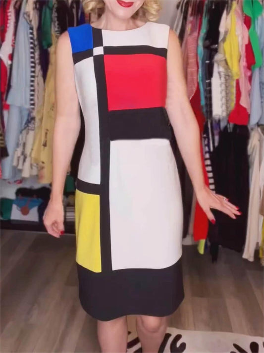 Color Block Sleeveless Mini Dress